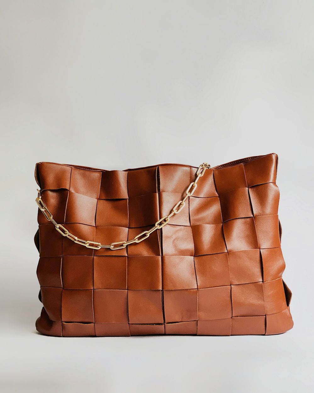 Woven leather bag