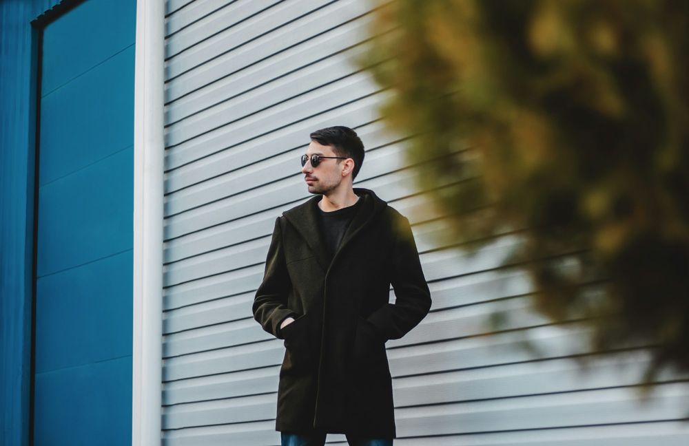 Black wool overcoat