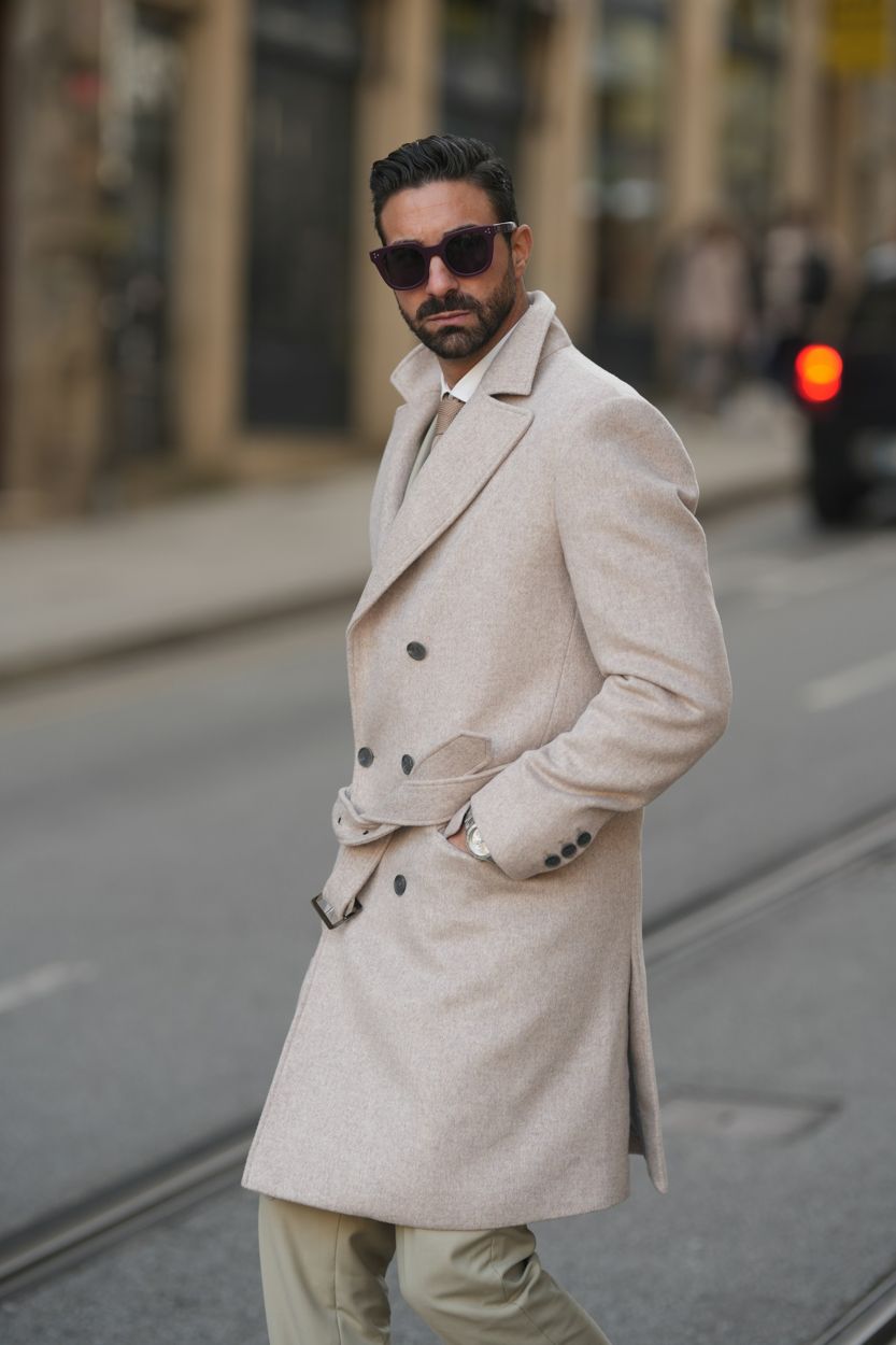 Beige trench coat